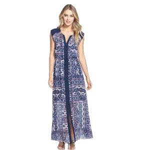 Vince Camuto sheer maxi dress beach cover up Small blue purple patchwork